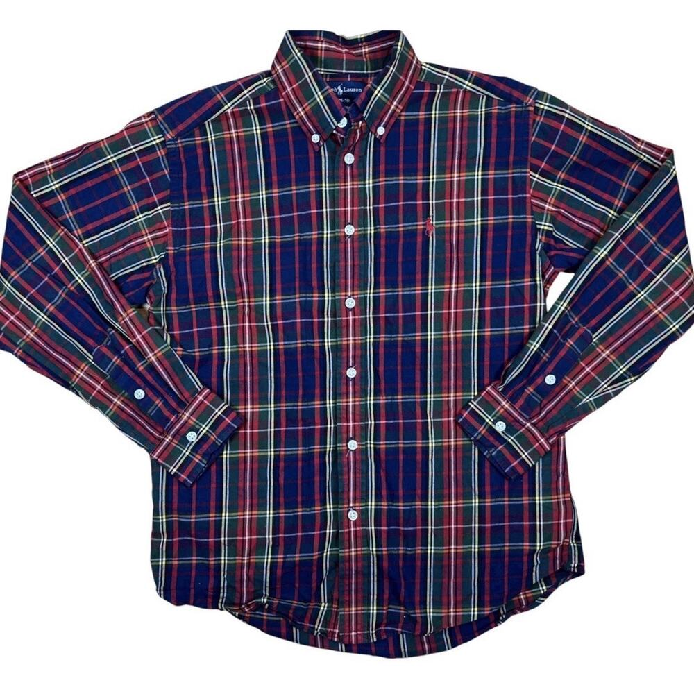 Ralph Lauren Boys Plaid Button Down Shirt Size 16/18